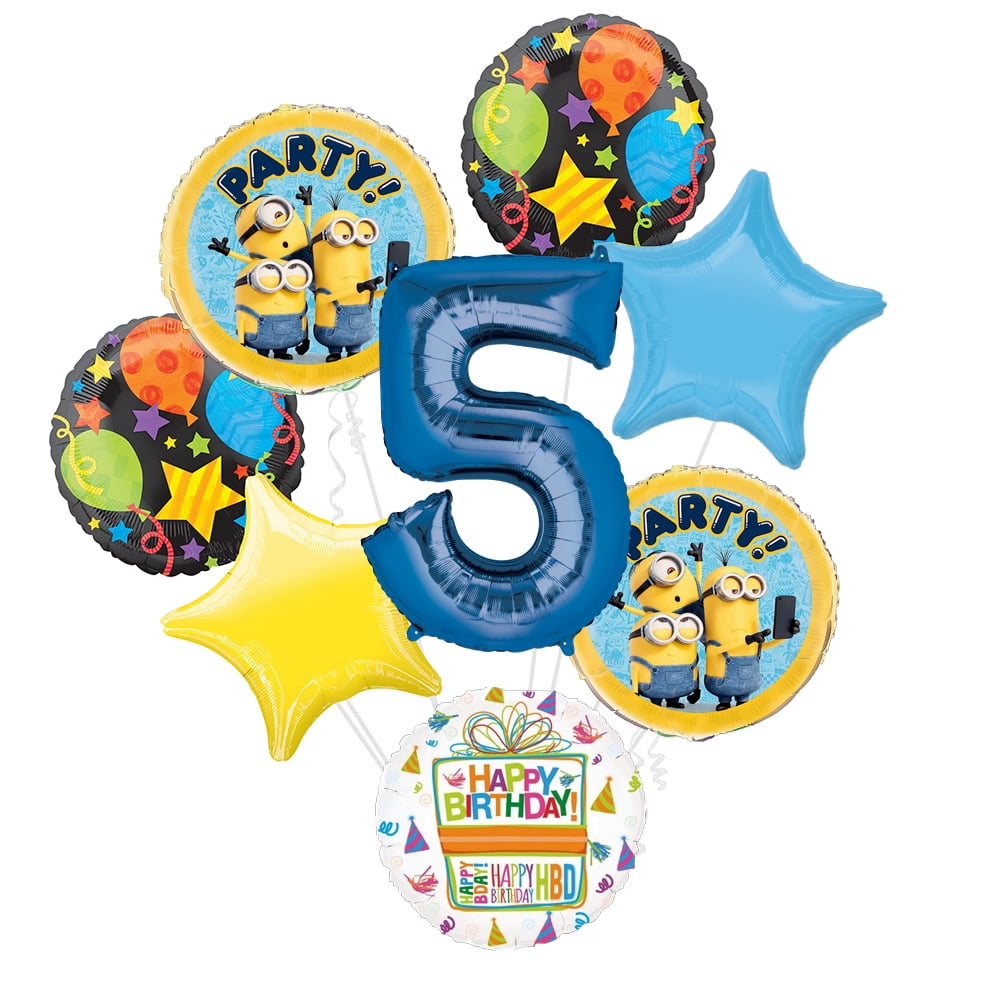 MAYFLOWER PRODUCTS Despicable Me Minions 5th Birthday Party Supplies Balloon Bouquet Decorations