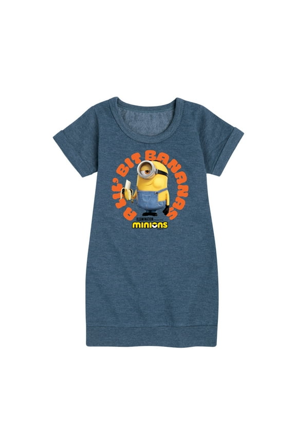 Minions - A Lil Bit Bananas - Toddler & Youth Girls Fleece Dress