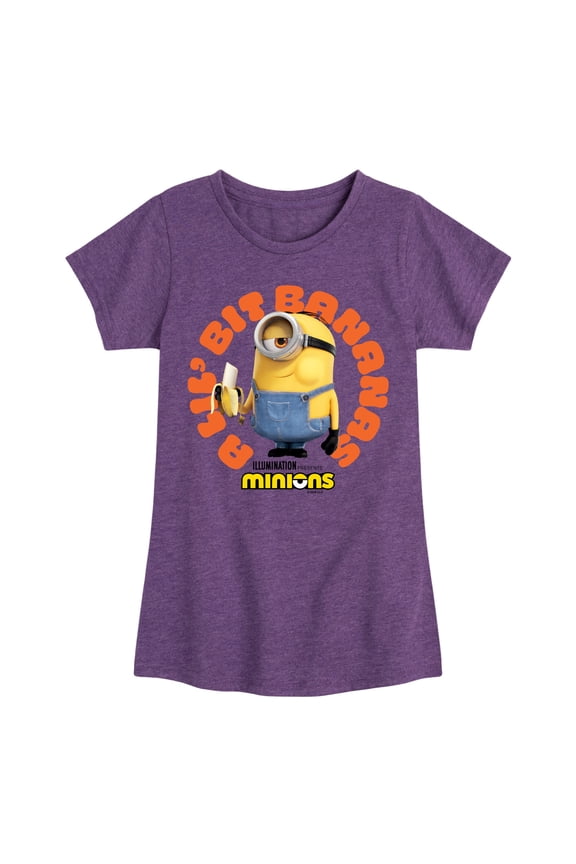 Minions - A Lil Bit Bananas - Toddler & Youth Girls Short Sleeve Graphic T-Shirt