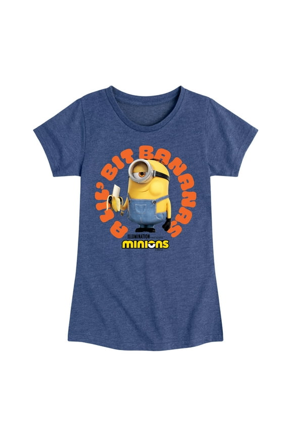 Minions - A Lil Bit Bananas - Toddler & Youth Girls Short Sleeve Graphic T-Shirt
