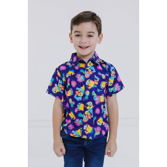 Despicable Me Minions Big Boys Matching Family Hawaiian Button Down Shirt Toddler to Big Kid
