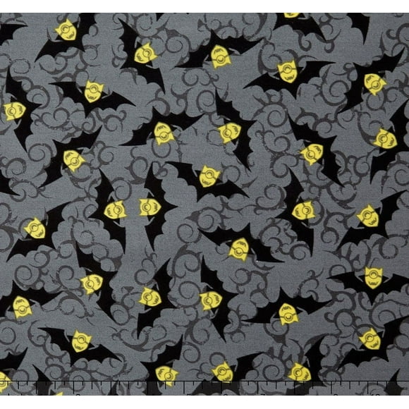 Despicable Me Minions Bite Me Halloween Bats Minions Grey Gray Toss Quilting Treasures 100% Cotton By The Yard