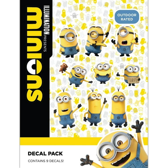 Despicable Me Minions Decals - Set of 9 Bob Stuart Kevin Stickers for Car Water Bottle Bike Helmet Laptop Skateboard - Outdoor Rated Water Resistant Vinyl Decals