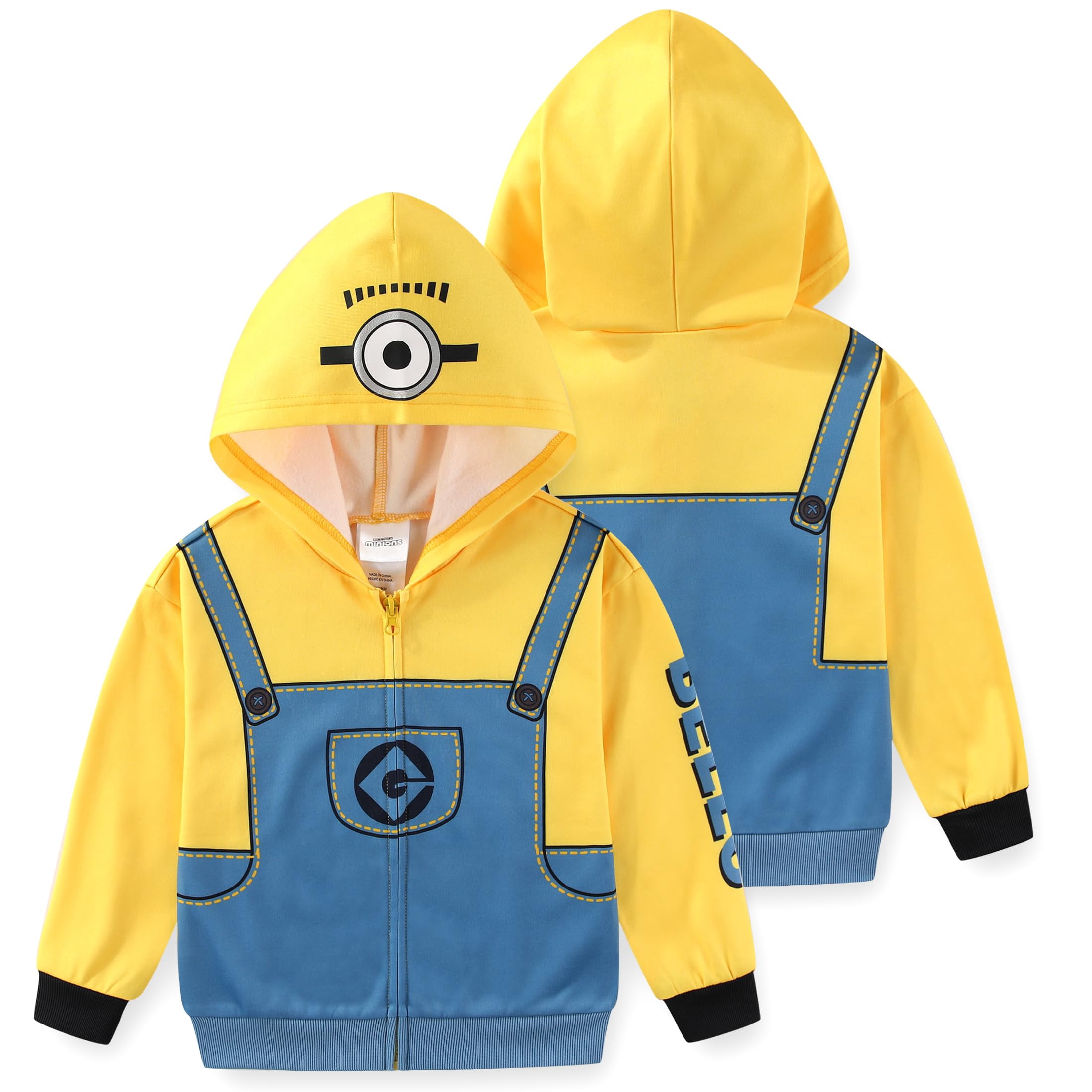 a*様 Wasted Youth × Minions Hoodie Despicable Me Minions Full Zip Up Hoodie (Boys), Sizes 3T-10