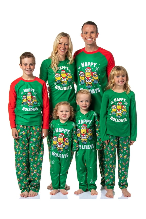Despicable Me Minions Happy Holidays 2PC Sleep Matching Family Christmas Pajama Set Sleepwear Loungewear