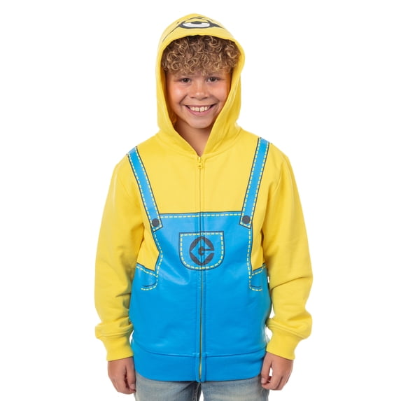 Despicable Me Minions Hoodie Kid's Stuart Zip Up Hooded Long Sleeve Sweatshirt