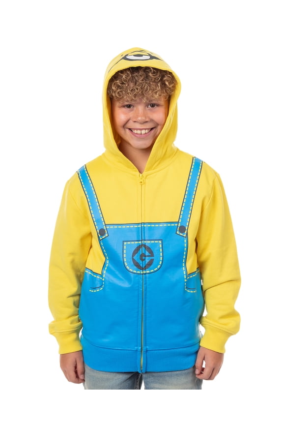 Despicable Me Minions Hoodie Kid's Stuart Zip Up Hooded Long Sleeve Sweatshirt