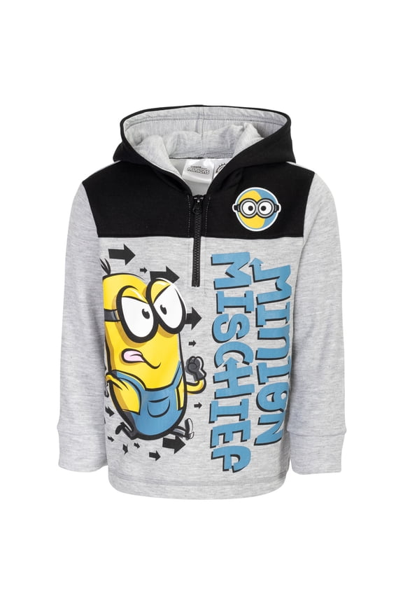 Minions Little Boys Fleece Half Zip Hoodie Toddler to Big Kid
