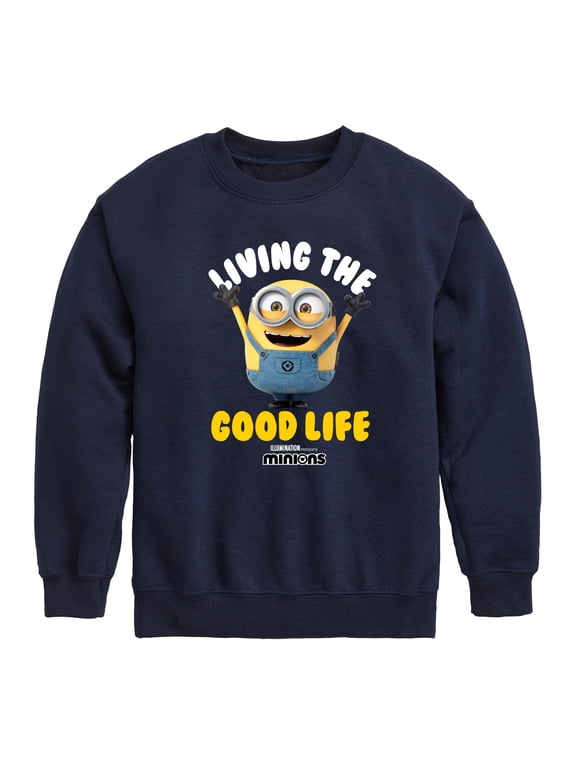 Minions - Living The Good Life Boys' Graphic Long Sleeve Fleece Sweatshirt