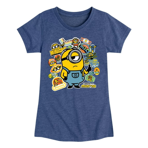Despicable Me Minions - Minion & Banana Stickers - Toddler & Youth Girls Short Sleeve Graphic T-Shirt