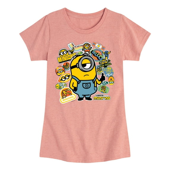 Despicable Me Minions - Minion & Banana Stickers - Toddler & Youth Girls Short Sleeve Graphic T-Shirt