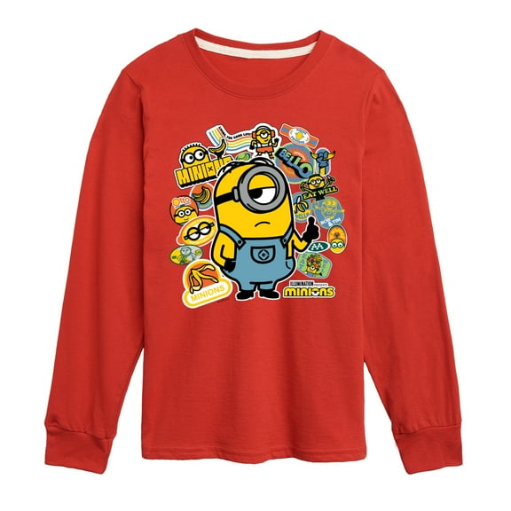 Despicable Me Minions - Minion & Banana Stickers - Toddler & Youth Long Sleeve Graphic T-Shirt