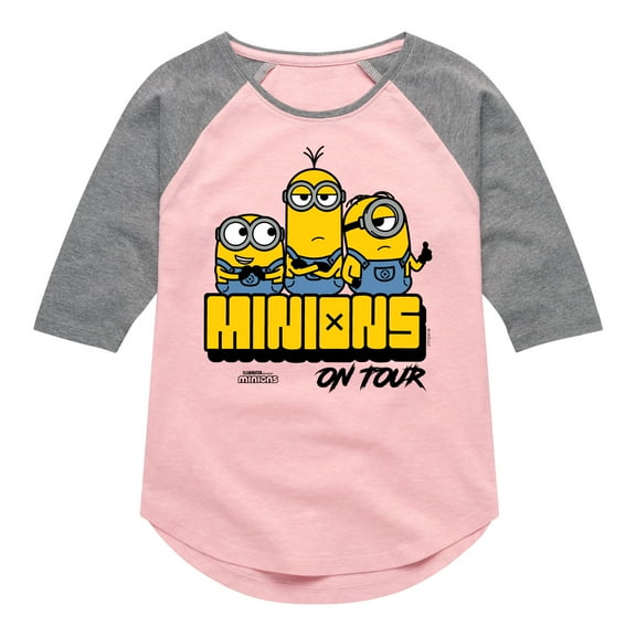 Despicable Me Minions - Minions On Tour - Toddler & Youth Girls Raglan Graphic T-Shirt