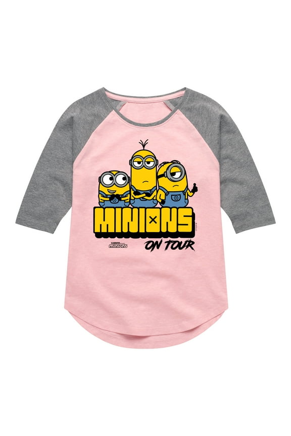 Minions - Minions On Tour - Toddler & Youth Girls Raglan Graphic T-Shirt