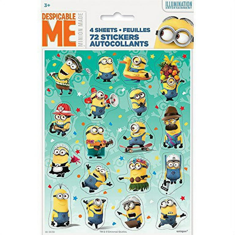 Despicable Me Minions Sticker Sheets, 4ct : Toys & Games