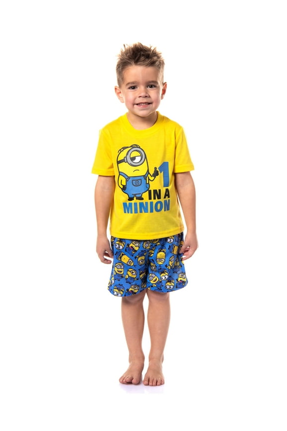 Despicable Me Minions Toddler Boys' 1 In A Minion 2 Piece Pajama Set Short Sleeve Shirt and Shorts Sleepwear Loungewear