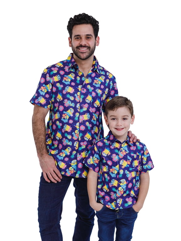 Despicable Me Minions Toddler Boys Matching Family Hawaiian Button Down Shirt Toddler to Big Kid