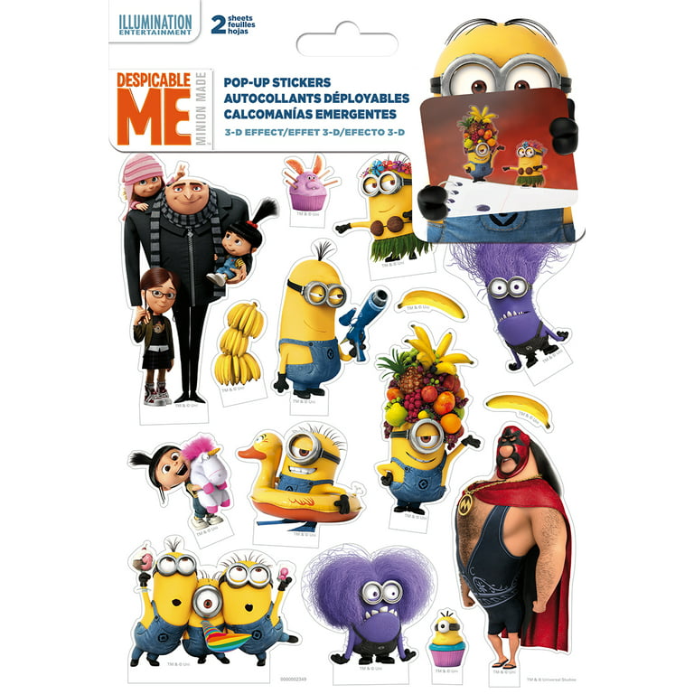 Despicable Me 2 Minions Standard Stickers 4 Sheets with Door Hanger