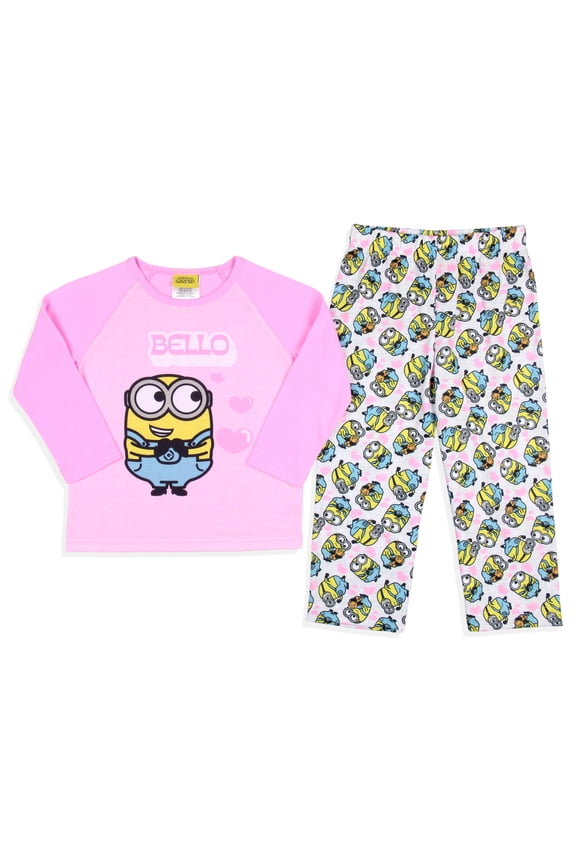 Despicable Me Toddler Girls' Minions Chibi Bello Raglan Sleep Pajama Set (2T)