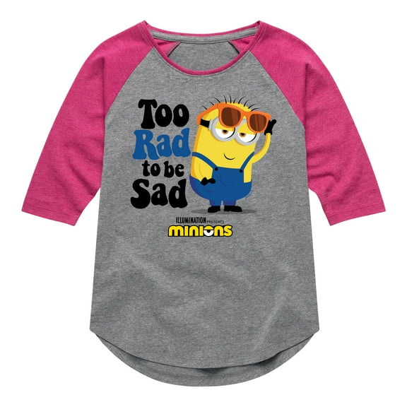Despicable Me Minions - Too Rad To Be Sad - Toddler & Youth Girls Raglan Graphic T-Shirt