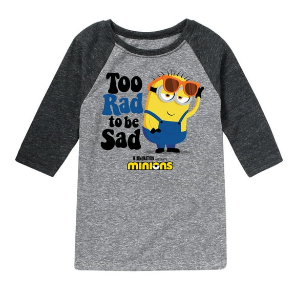 Despicable Me Minions - Too Rad To Be Sad  - Toddler & Youth Raglan Graphic T-Shirt