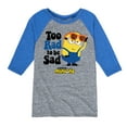 thumbnail image 1 of Despicable Me Minions - Too Rad To Be Sad  - Toddler & Youth Raglan Graphic T-Shirt, 1 of 4