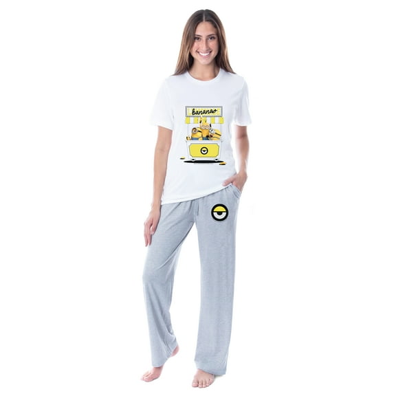 Despicable Me Women's Minions Bananas Sleep Crewneck Pants Pajama Set