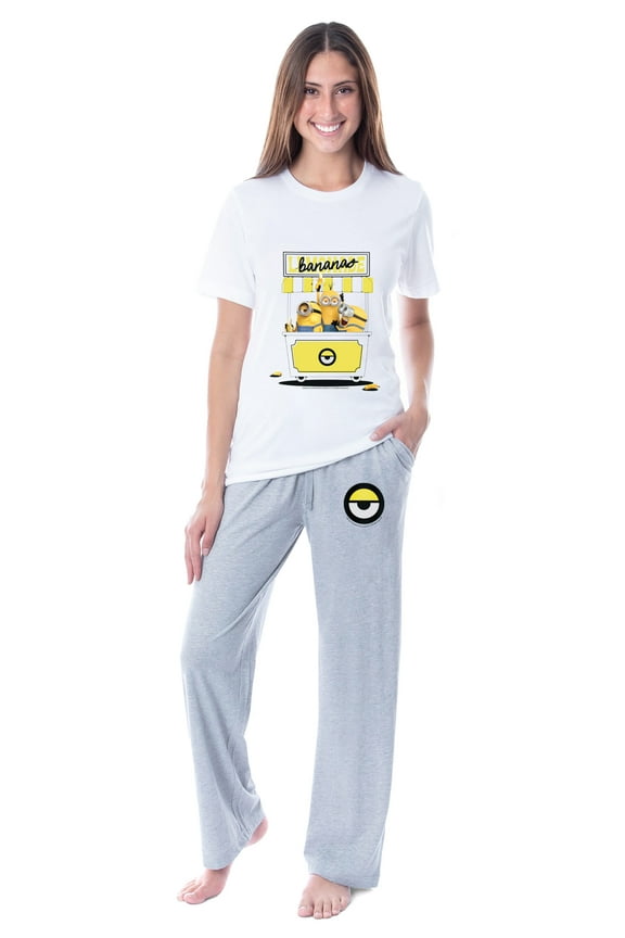 Despicable Me Women's Minions Bananas Sleep Crewneck Pants Pajama Set