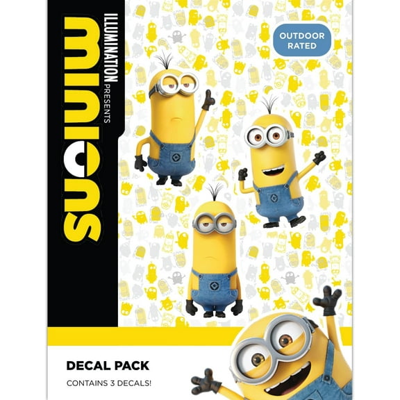 Despicable Me Minions Decals - Set of 3 Kevin Stickers for Car Water Bottle Bike Helmet Laptop Skateboard - Outdoor Rated Water Resistant Vinyl Decals