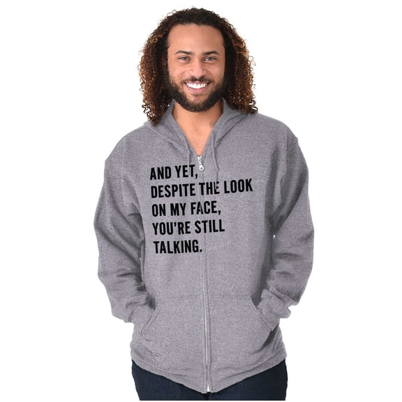 Despite My Face You're Still Talking Unisex Fleece Graphic Zip Up Hoodie Brisco Brands 5X