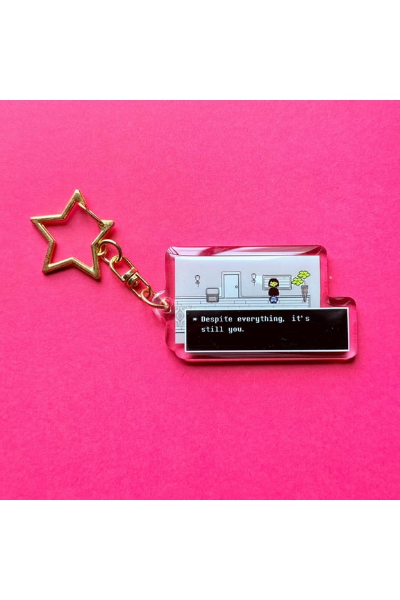 Despite everything it's still you Keychain, Undertale Inspiring Diorama Epoxy Charm Keychain, Mr. Ant Tenna Keychain (1 keychain)