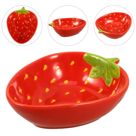 Strawberry Pattern Ceramic Dessert Bowl - Food Serving Bowl and Salad Bowl, and Stylish Tableware