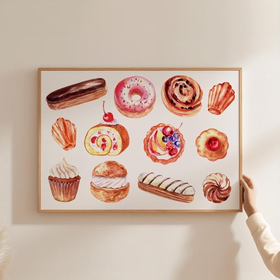 Dessert Cake Patisserie Kitchen Poster, Unframed Paper Poster 11x14in