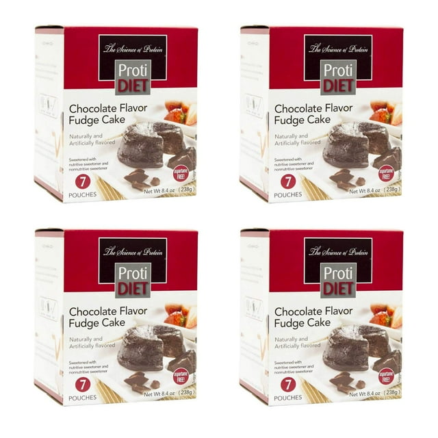 Dessert Chocolate Fudge Cake 7 Servings High Protein 15g Low Calorie Low (4 Pack
