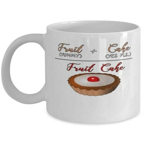 Dessert 11 oz Coffee Mug - Fruit + Cake Yes Please White Ceramic Gift