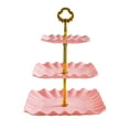 thumbnail image 1 of Dessert Cupcake Stand, 3 Tier Cup Cake Holder Tower for Tea Party/Birthday/Wedding, Plastic Tiered Serving Tray with Metal Rod Pink, 1 of 6