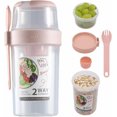 thumbnail image 1 of Dessert Cups, Breakfast On The Go Cups, Travel Cereal Bowl and Milk Container, Reusable Cereal Yogurt Cup with Lids and Spoon Portable for Lunch, Oatmeal, Fruit and Vegetable(Pink,L), 1 of 8