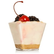 Dessert Cups, Clear Plastic Re-Usable Square Cups Perfect for Serving Desserts, Appetizers, Mousse and Small Portions - Elegant Cups for Parties, Wedding, Tasting