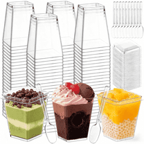 Xueyu 50 Pack 5 oz Plastic Dessert Cups with Lids and Spoons, Yogurt ...