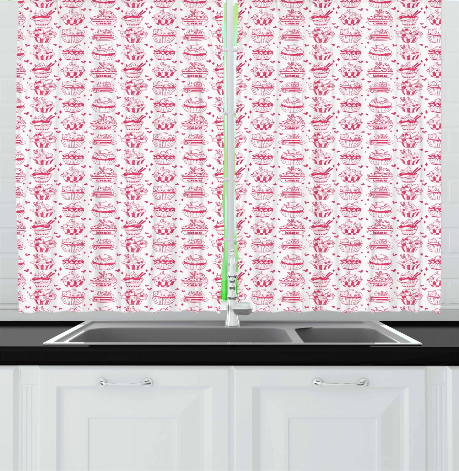 Dessert Curtains 2 Panels Set Hand Drawn Illustration Of Cupcake