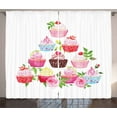 thumbnail image 1 of Ambesonne Dessert Curtains 2 Panel Set, Pyramids of Cupcakes, 108" x 108", Multicolor, 1 of 3