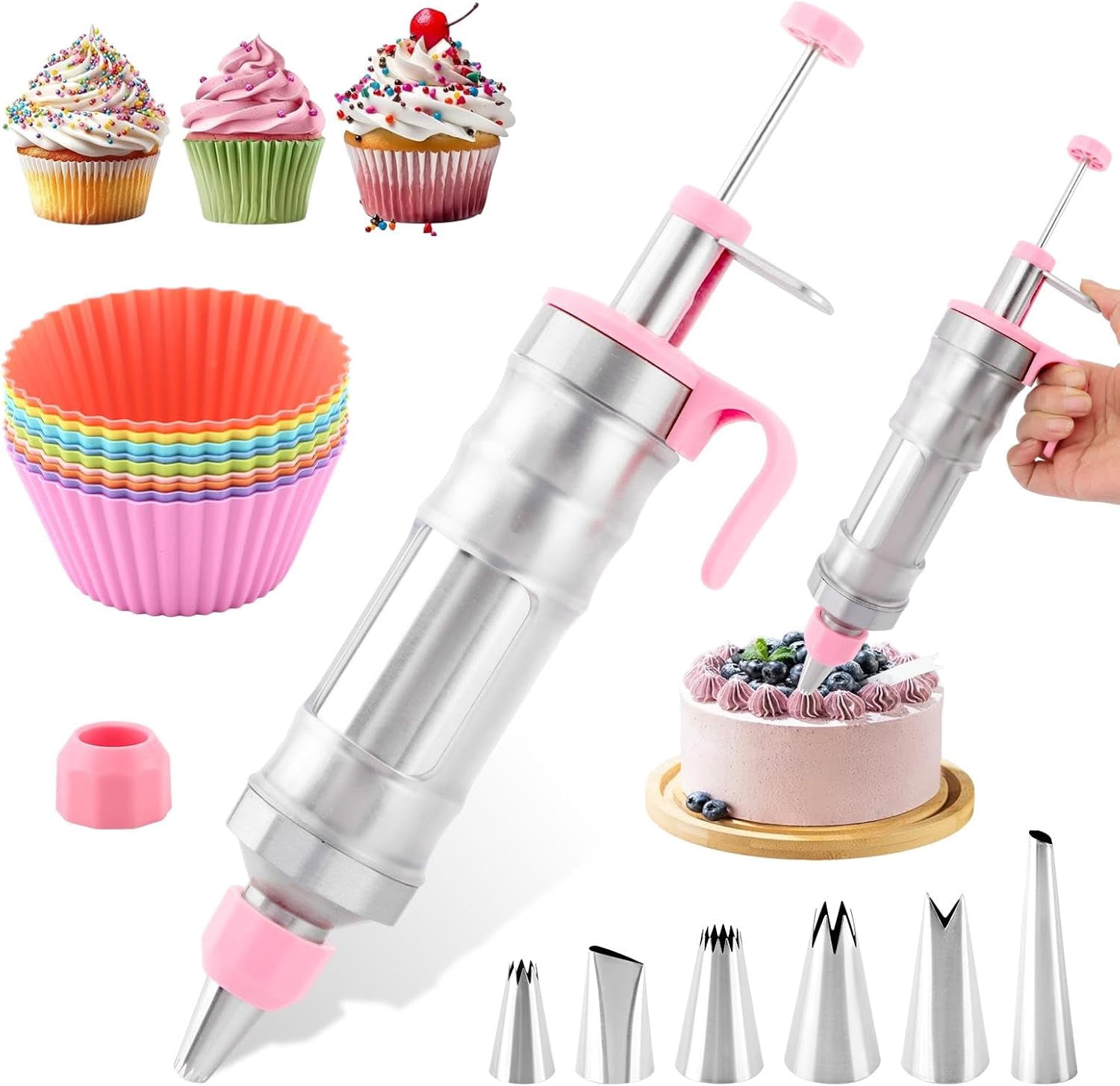 Dessert Decorating Syring-e Set Icing Piping Kit, Cream Gu-n Piping Tip ...