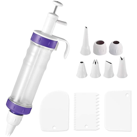 Dessert Decorating Syringe Set, Icing Dispenser Cupcake Filling Injector, 7 Icing Nozzles, 3 Cream Scrapers Frosting Making Dessert Cream Piping Syringe Nozzles Kits for Cake Cookies Decoration