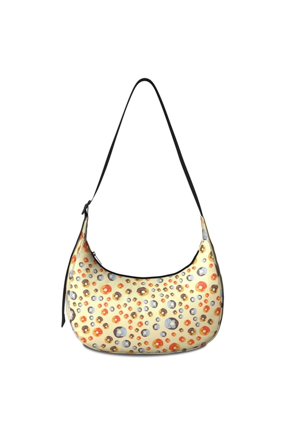Dessert Donut Print Crossbody Tote for Women, Colorful Candy Shoulder Bag, Lightweight Water-Resistant Hobo Purse with Sweet Donut Cake Design