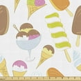 thumbnail image 1 of Ambesonne Dessert Fabric by the Yard Upholstery, Assorted Ice Creams Image, 10 Yards, White Multicolor, 1 of 5