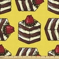 thumbnail image 1 of Dessert Fabric by the Yard, Graphic Pattern of Cake Slices with Strawberries on Top Creamy Tasty Foods, Decorative Upholstery Fabric for Sofas and Home Accents, Yellow Multicolor by Ambesonne, 1 of 5