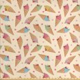 thumbnail image 1 of Dessert Fabric by the Yard Upholstery, Appetising Waffle Coned Ice Creams with Pile of Cherry Toppers Fresh Summer Pattern, Decorative Fabric for DIY and Home Accents, Multicolor by Ambesonne, 1 of 4