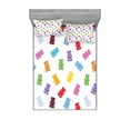 thumbnail image 1 of Dessert Fitted Sheet & Pillow Sham Set, Vibrant Colored Gummy Bears Candies Delicious Jelly Sugary Snack Chewy Taste, Decorative Printed 6 Piece Bedding Decor Set, King, Multicolor, by Ambesonne, 1 of 3