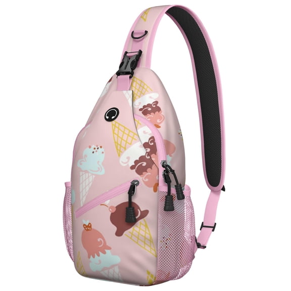 Dessert Food Pattern Ice Cream Summer Style Trendy Sling Backpack for Women Men Lightweight and Multi-functional