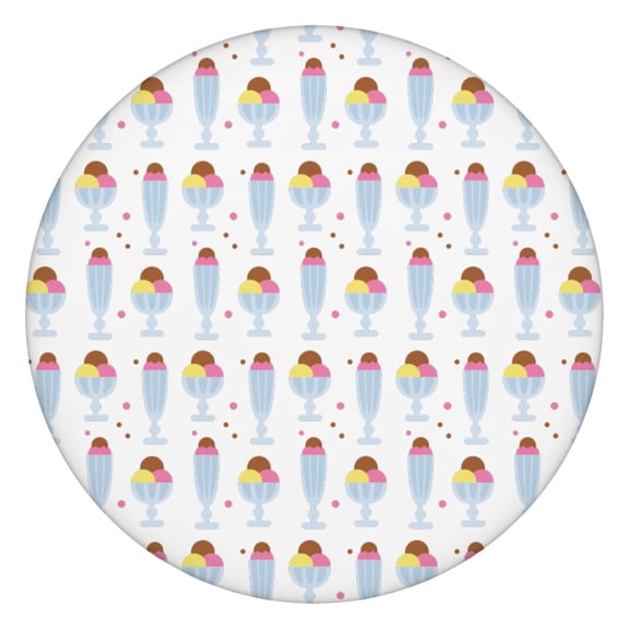 Dessert Food Pattern Tablecloth Colorful Ice Cream Sweet Treats Summer Theme Round Waterproof Table Cover with Elastic Edges